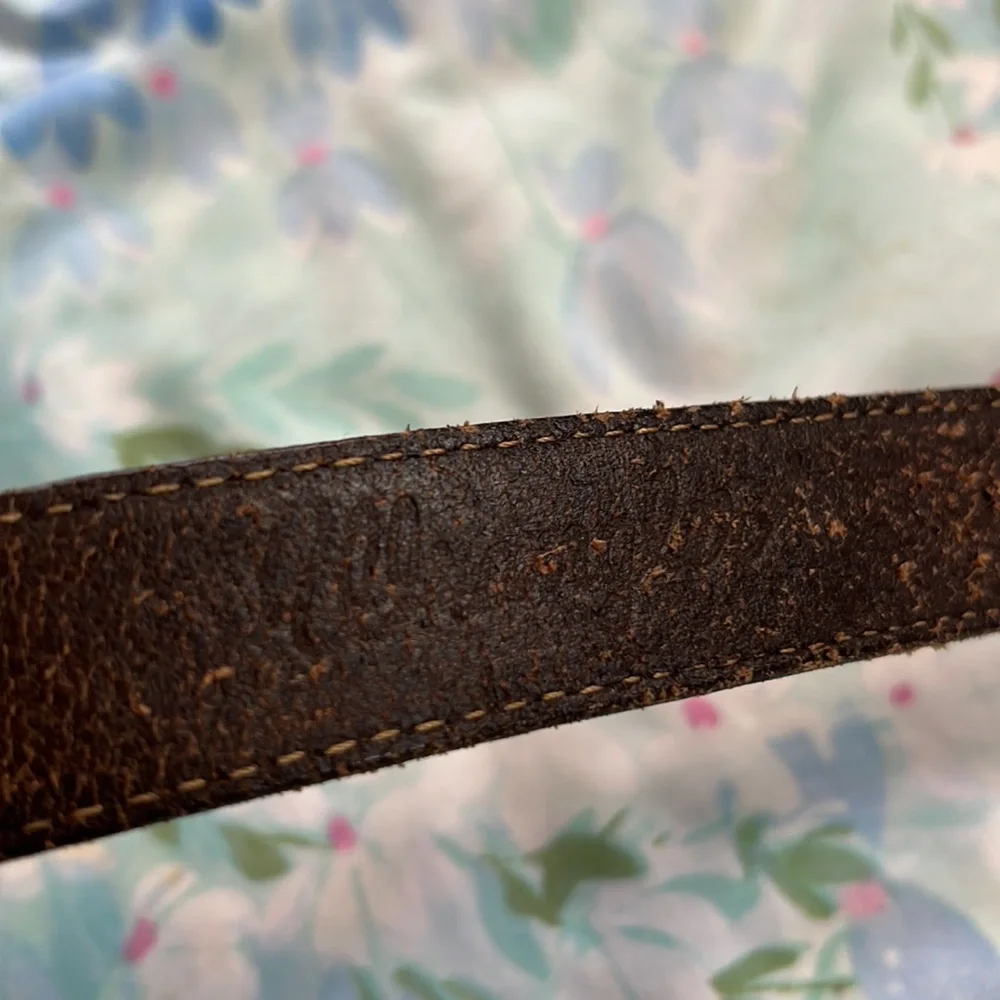 Wrangler Kids Brown Leather Belt with Silver Floral Oval Buckle